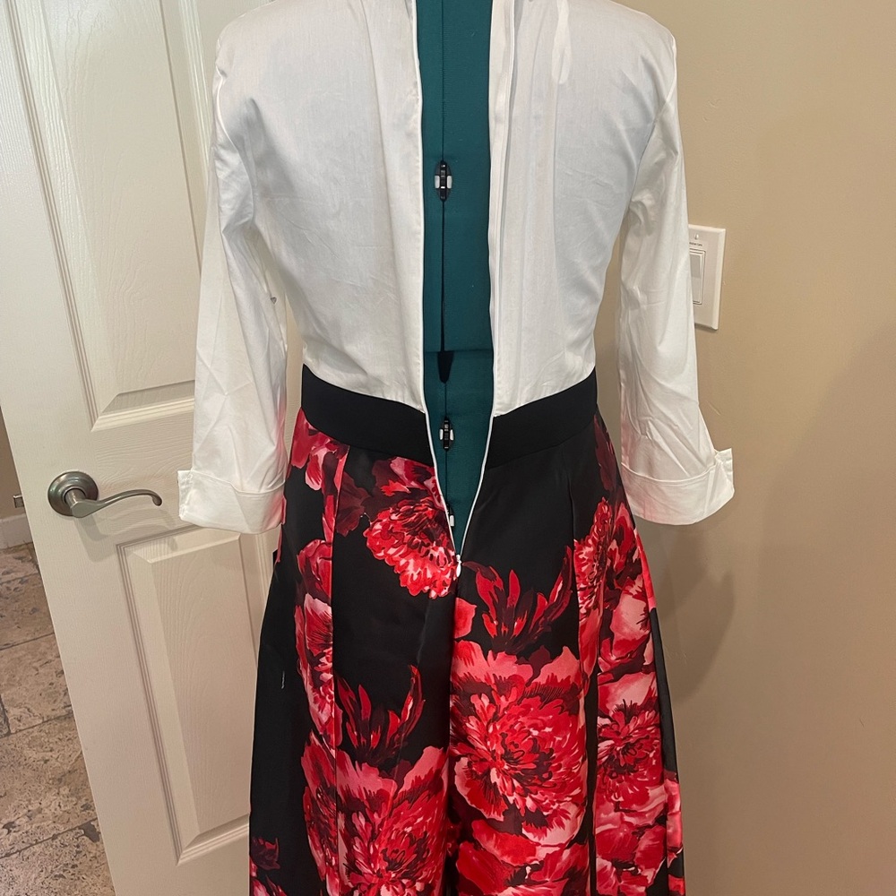 AlexaB Floral Black and Red Women's Dress 10 - Picture 11 of 16